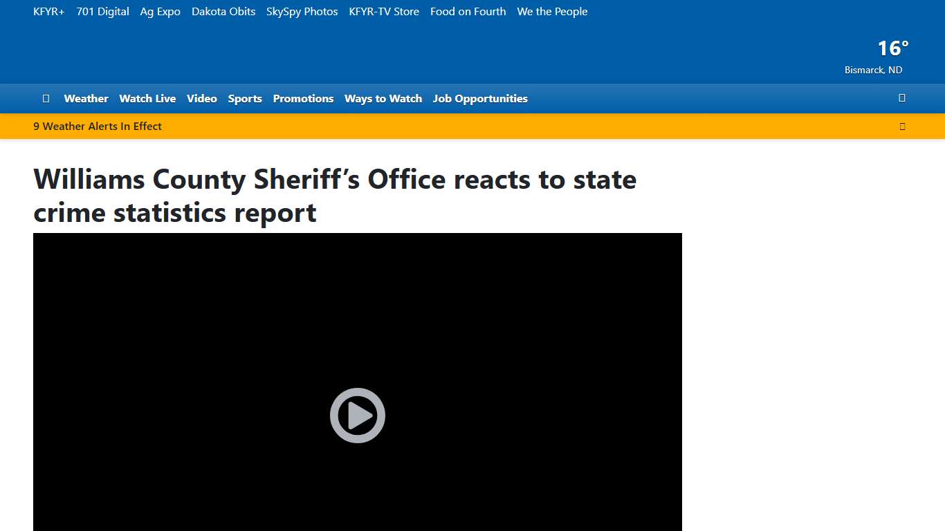 Williams County Sheriff’s Office reacts to state crime statistics report