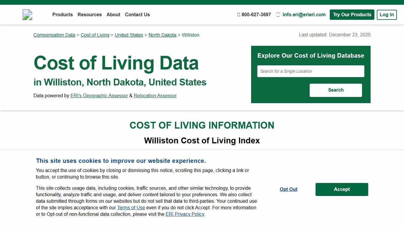 Cost of Living in Williston, ND | Cost of Living Index | ERI