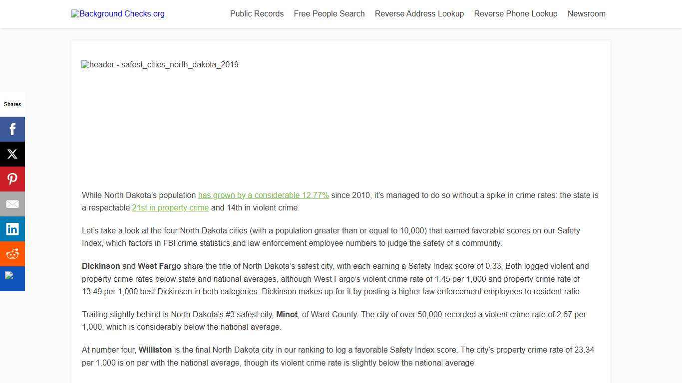 Safest Cities in North Dakota, 2021 | backgroundchecks.org